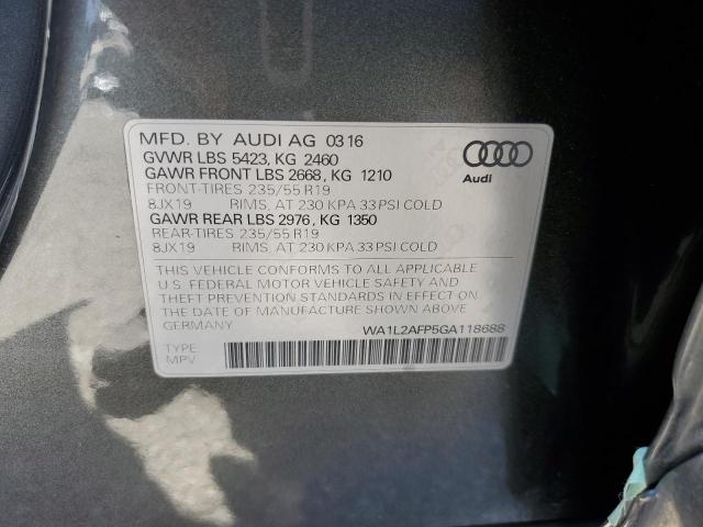 Photo 10 from auction – 2016 AUDI Q5 PREMIUM with VIN WA1L2AFP5GA118688