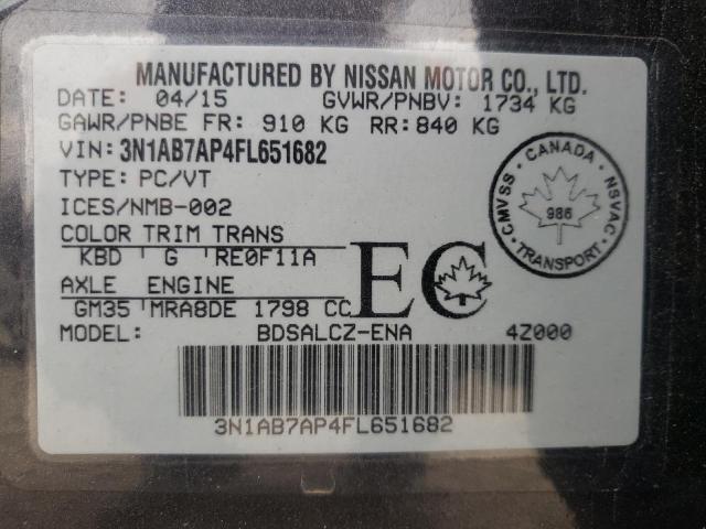 Photo 10 from auction – 2015 NISSAN SENTRA S with VIN 3N1AB7AP4FL651682