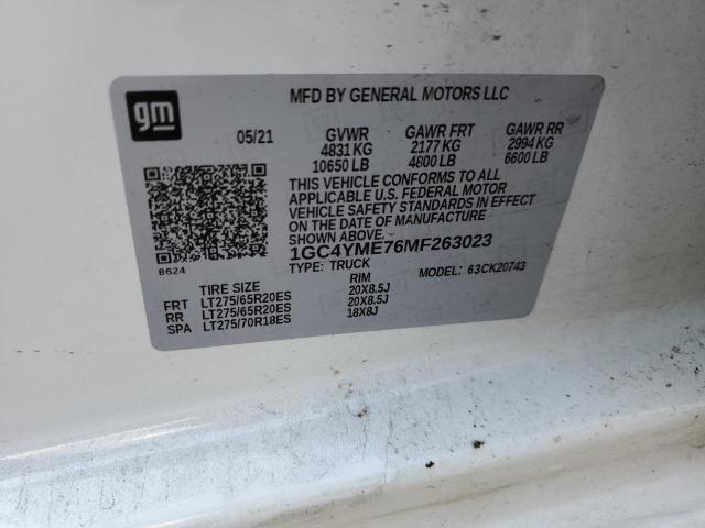 Photo 10 from auction – 2021 CHEVROLET SILVERADO with VIN 1GC4YME76MF263023