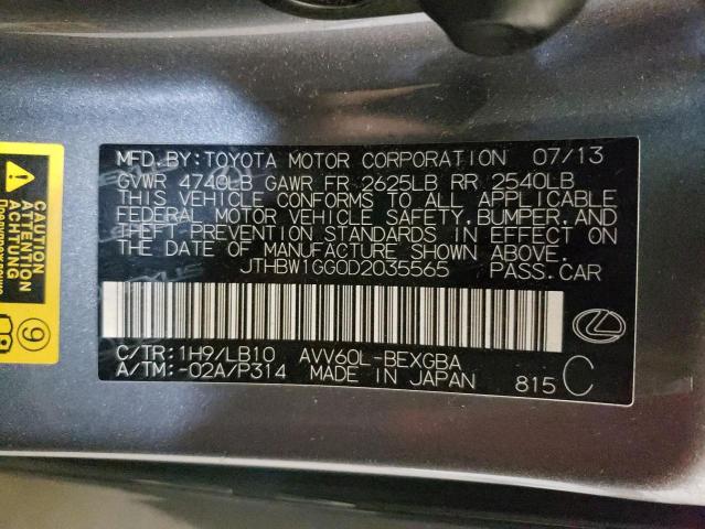 Photo 10 from auction – 2013 LEXUS ES 300H with VIN JTHBW1GG0D2035565