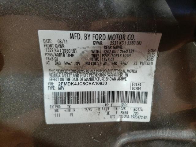 Photo 10 from auction – 2012 FORD EDGE SEL with VIN 2FMDK4JC8CBA10933