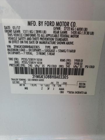 Photo 10 from auction – 2017 FORD FLEX LIMIT with VIN 2FMGK5D88HBA03305