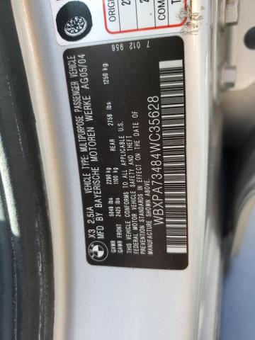 Photo 10 from auction – 2004 BMW X3 2.5I with VIN WBXPA73484WC35628