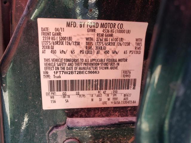 Zdjęcie 10 z aukcji – 2011 FORD F250 SUPER z VIN 1FT7W2BT2BEC56663