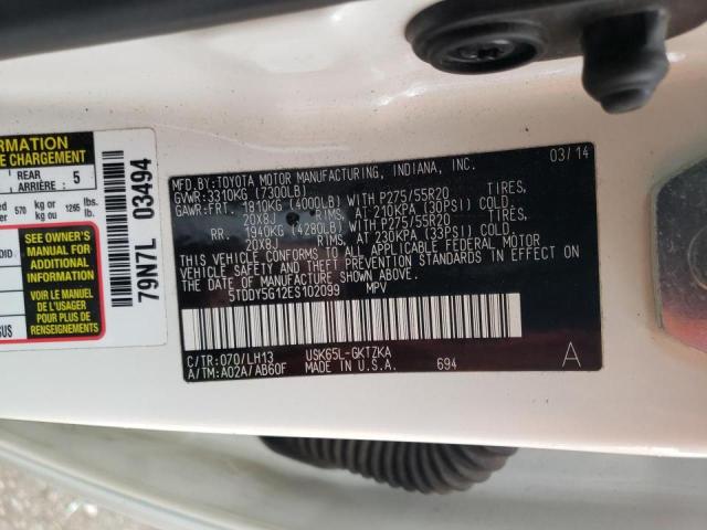Photo 10 from auction – 2014 TOYOTA SEQUOIA PL with VIN 5TDDY5G12ES102099