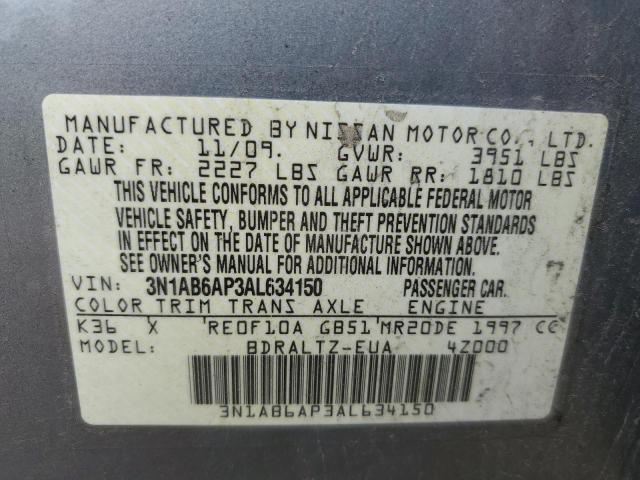 Photo 10 from auction – 2010 NISSAN SENTRA 2.0 with VIN 3N1AB6AP3AL634150