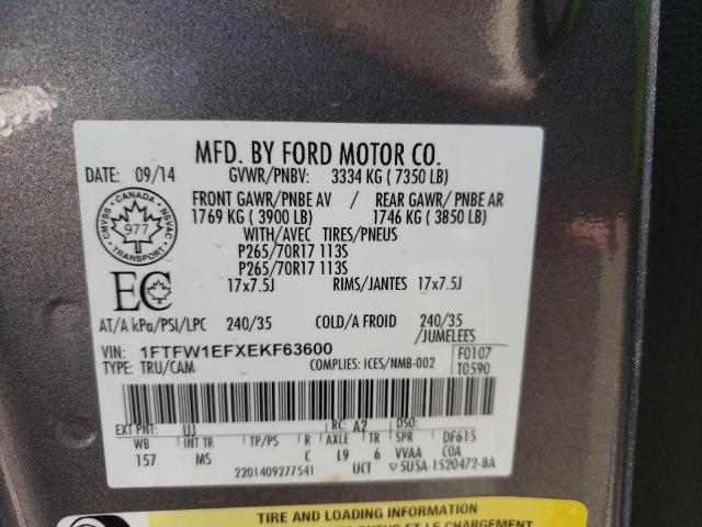 Photo 10 from auction – 2014 FORD F150 SUPER with VIN 1FTFW1EFXEKF63600
