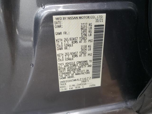 Photo 10 from auction – 2022 NISSAN FRONTIER S with VIN 1N6ED1EK5NN621672