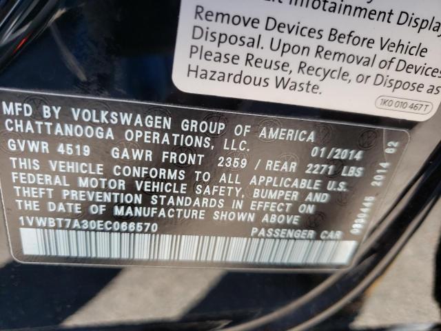 Photo 10 from auction – 2014 VOLKSWAGEN PASSAT SE with VIN 1VWBT7A30EC066570