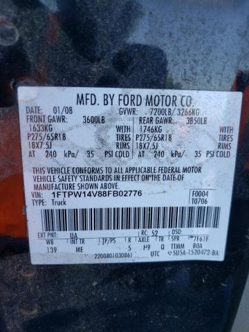 Photo 10 from auction – 2008 FORD F150 SUPER with VIN 1FTPW14V88FB02776