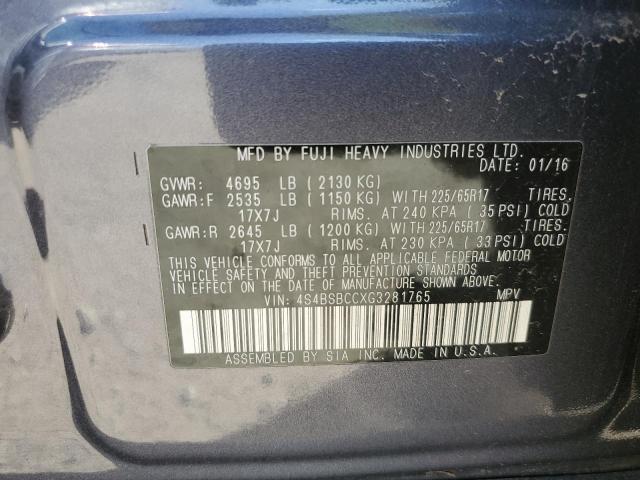 Photo 10 from auction – 2016 SUBARU OUTBACK 2. with VIN 4S4BSBCCXG3281765