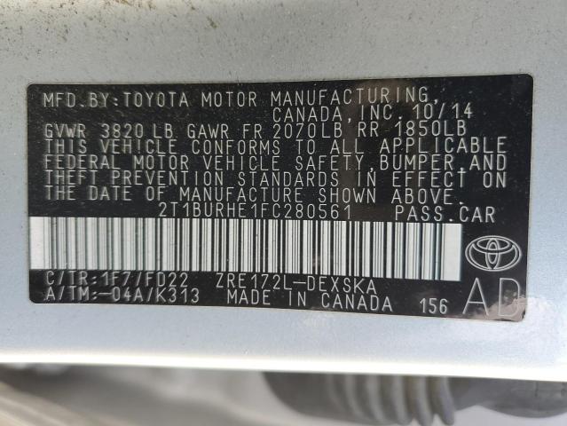 Photo 10 from auction – 2015 TOYOTA COROLLA L with VIN 2T1BURHE1FC280561