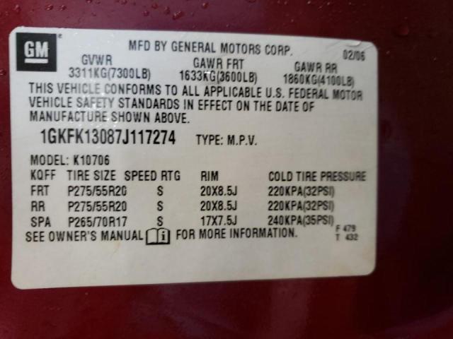 Photo 10 from auction – 2007 GMC YUKON with VIN 1GKFK13087J117274