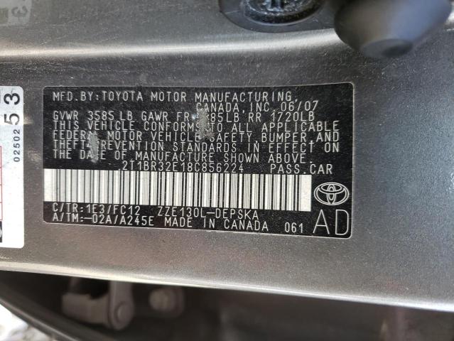 Photo 10 from auction – 2008 TOYOTA COROLLA CE with VIN 2T1BR32E18C856224