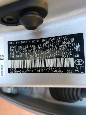Photo 10 from auction – 2019 TOYOTA COROLLA L with VIN 2T1BURHE4KC241716