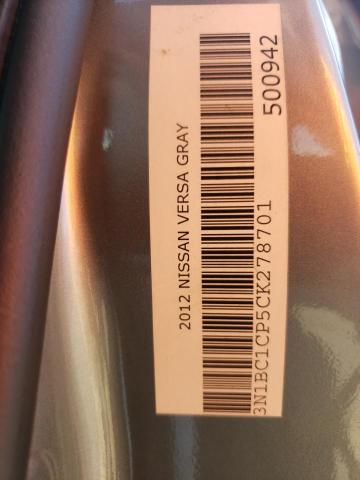 Photo 10 from auction – 2012 NISSAN VERSA S with VIN 3N1BC1CP5CK278701