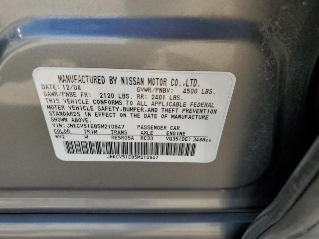 Photo 10 from auction – 2005 INFINITI G35 with VIN JNKCV51E85M210947
