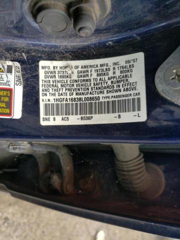 Photo 10 from auction – 2008 HONDA CIVIC EX with VIN 1HGFA16838L008650