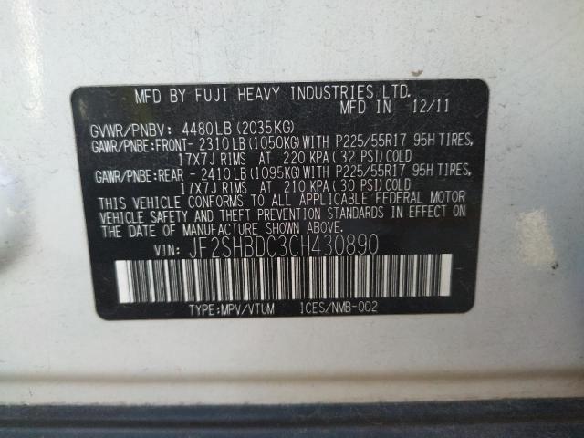 Photo 10 from auction – 2012 SUBARU FORESTER 2 with VIN JF2SHBDC3CH430890