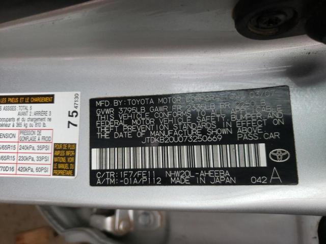 Photo 10 from auction – 2007 TOYOTA PRIUS with VIN JTDKB20U073250669