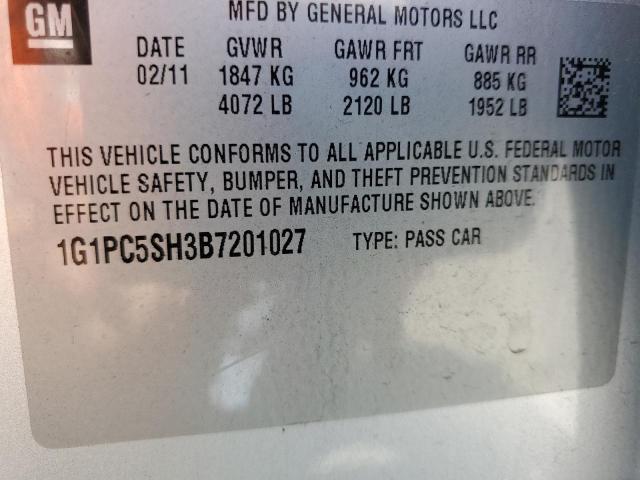 Photo 10 from auction – 2011 CHEVROLET CRUZE LS with VIN 1G1PC5SH3B7201027