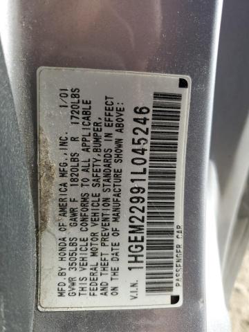 Photo 10 from auction – 2001 HONDA CIVIC SI with VIN 1HGEM22991L045246
