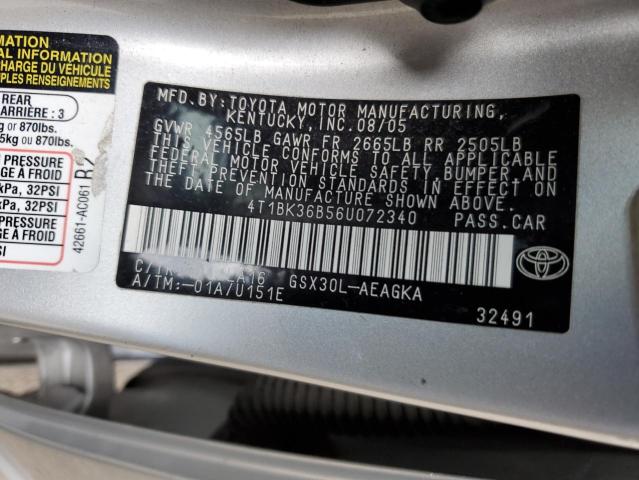 Photo 10 from auction – 2006 TOYOTA AVALON with VIN 4T1BK36B56U072340