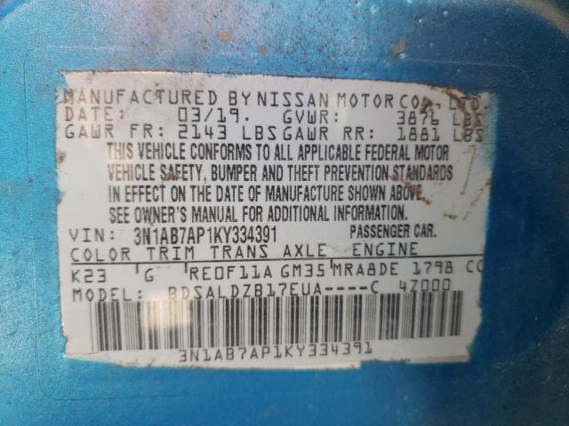 Photo 10 from auction – 2019 NISSAN SENTRA S with VIN 3N1AB7AP1KY334391