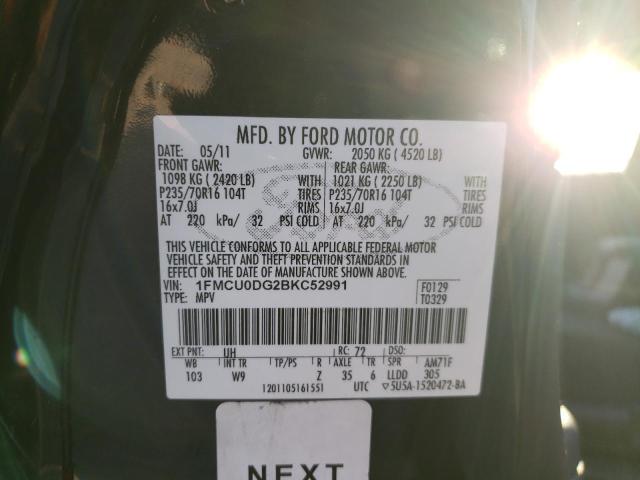 Photo 10 from auction – 2011 FORD ESCAPE XLT with VIN 1FMCU0DG2BKC52991