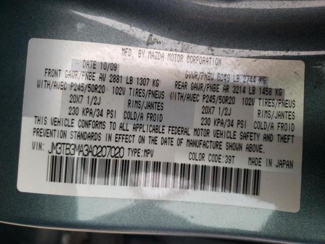 Photo 10 from auction – 2010 MAZDA CX-9 with VIN JM3TB3MA3A0207020