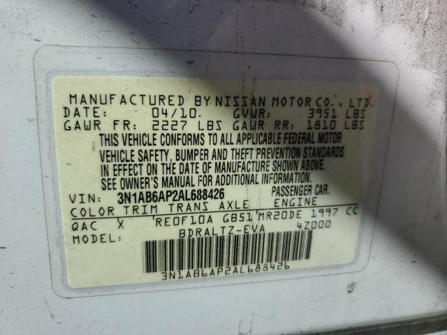 Photo 10 from auction – 2010 NISSAN SENTRA 2.0 with VIN 3N1AB6AP2AL688426