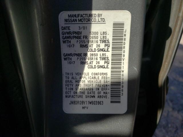 Photo 10 from auction – 2001 NISSAN PATHFINDER with VIN JN8DR09Y11W603963