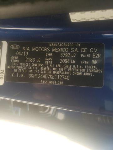 Photo 10 from auction – 2019 KIA FORTE FE with VIN 3KPF24AD7KE112740