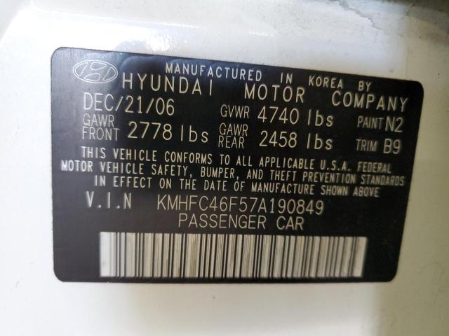 Photo 10 from auction – 2007 HYUNDAI AZERA SE with VIN KMHFC46F57A190849