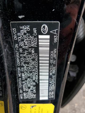 Photo 10 from auction – 2004 LEXUS ES 330 with VIN JTHBA30GX40004601