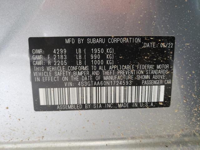 Photo 10 from auction – 2022 SUBARU IMPREZA with VIN 4S3GTAA60N1724593