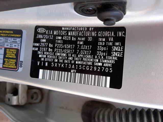 Photo 10 from auction – 2012 KIA SORENTO BA with VIN 5XYKT3A15CG292705