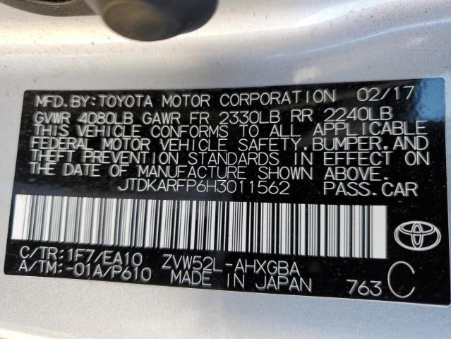 Photo 10 from auction – 2017 TOYOTA PRIUS PRIM with VIN JTDKARFP6H3011562