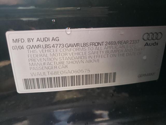 Photo 10 from auction – 2005 AUDI A4 with VIN WAULT68E05A060575