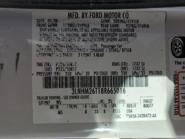 Photo 10 from auction – 2008 LINCOLN MKZ with VIN 3LNHM26T18R665016