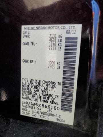 Фото 10 с аукциона – 2012 NISSAN MAXIMA S с VIN 1N4AA5AP6CC866160