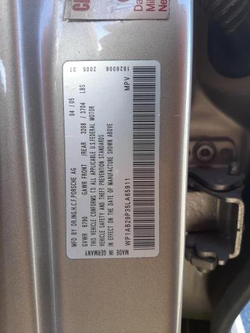 Photo 10 from auction – 2005 PORSCHE CAYENNE S with VIN WP1AB29P35LA65911