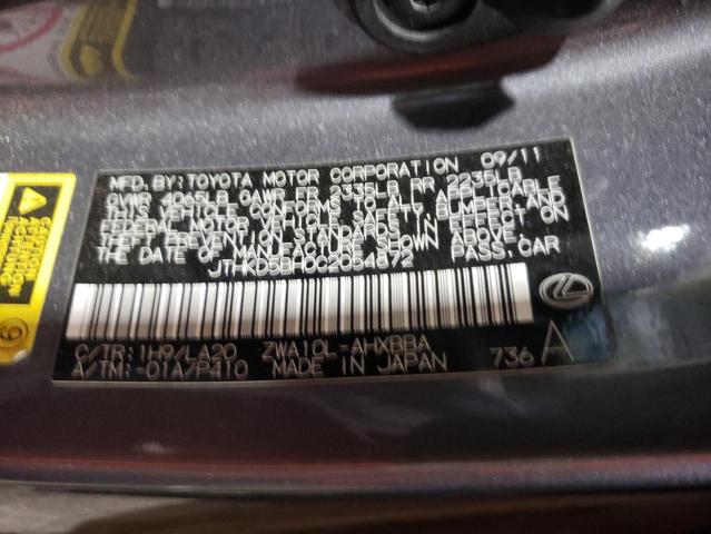 Photo 10 from auction – 2012 LEXUS CT 200 with VIN JTHKD5BH0C2054872