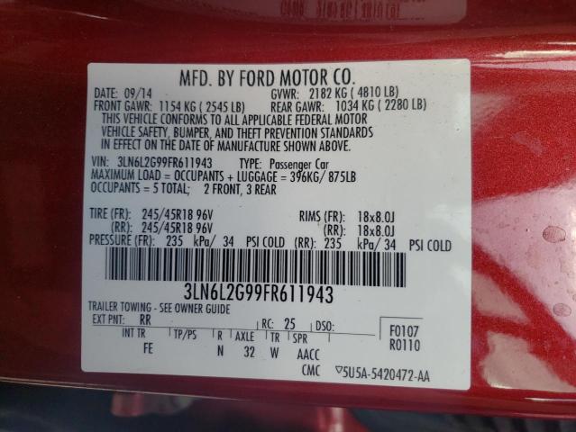 Photo 10 from auction – 2015 LINCOLN MKZ with VIN 3LN6L2G99FR611943