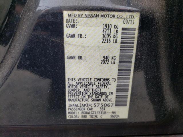 Photo 10 from auction – 2015 NISSAN ALTIMA 2.5 with VIN 1N4AL3AP3FC575067