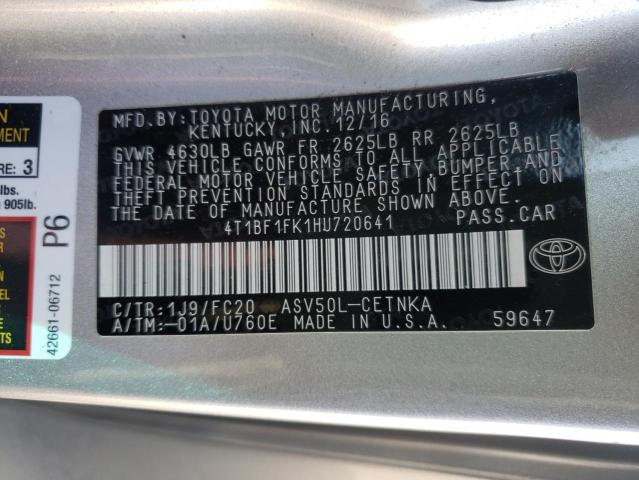 Photo 10 from auction – 2017 TOYOTA CAMRY LE with VIN 4T1BF1FK1HU720641