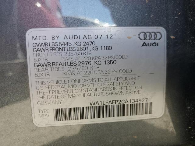 Photo 10 from auction – 2012 AUDI Q5 PREMIUM with VIN WA1LFAFP2CA134927