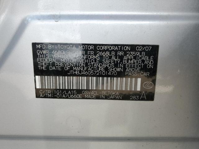 Photo 10 from auction – 2007 LEXUS ES 350 with VIN JTHBJ46G572101470