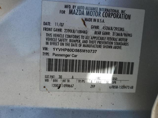 Photo 10 from auction – 2008 MAZDA 6 S with VIN 1YVHP80D585M10737