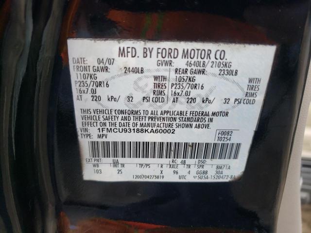Photo 10 from auction – 2008 FORD ESCAPE XLT with VIN 1FMCU93188KA60002
